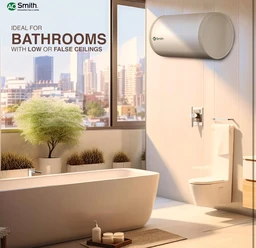 A O Smith AO Smith Horizontal Geyser 25 Litre (Right)| Storage Water Geyser With Glass Coated Heating Element | Durable Metal Body | Warranty: 7 Yr Tank, 2 Yr Comprehensive | HAS-X1-025-RHS | BEE Rating 4 Star - White