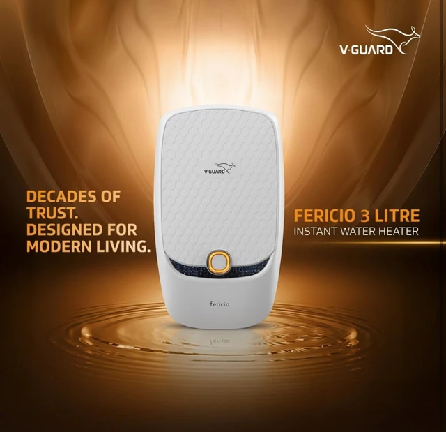 V-Guard Fericio Geyser 3 Litre Instant Water Heater | Elegant Color Changing LED Rings | 3000 W Powerful Heating | Suitable For Kitchen & Bathroom | 5 Year Inner Tank Warranty by V-Guard | White
Amazon's Choice - White