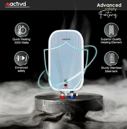 ACTIVA Volcano 3L Instant Water Heater Geyser | 3000W ISI Marked Copper Heating Element | 304L Stainless Steel Tank with Anti-Rust Coating | Auto Cut-Off Safety | ABS Body | 5 Years Warranty