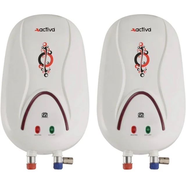 ACTIVA 3 LTR Instant 3 KVA Special Anti Rust Coated Tank Geyser with Full ABS Body with 5 Year Warranty HOTMAK (Ivory) Combo Pack of 2 - White