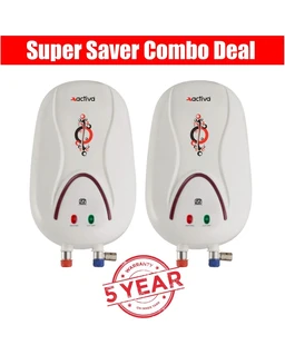 ACTIVA 3 LTR Instant 3 KVA Special Anti Rust Coated Tank Geyser with Full ABS Body with 5 Year Warranty HOTMAK (Ivory) Combo Pack of 2 - White