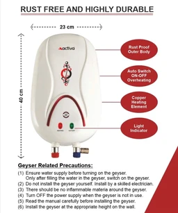 ACTIVA 3 LTR Instant 3 KVA Special Anti Rust Coated Tank Geyser with Full ABS Body with 5 Year Warranty HOTMAK (Ivory) Combo Pack of 2 - White