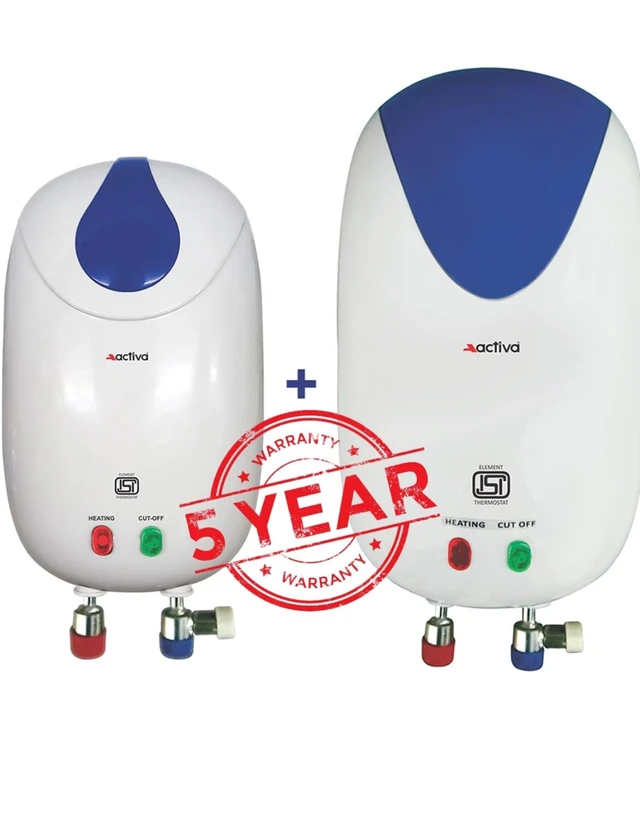 ACTIVA Activa Instant 3 Kva Special Anti Rust Coated Tank Geyser With Full Abs Body With 5 Year Warranty Premium (1 Ltr + 3 Ltr Combo Pack) White - Wall - White