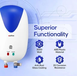 ACTIVA Activa Instant 3 Kva Special Anti Rust Coated Tank Geyser With Full Abs Body With 5 Year Warranty Premium (1 Ltr + 3 Ltr Combo Pack) White - Wall - White