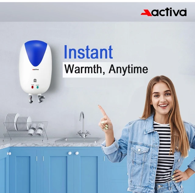 ACTIVA Activa Instant 3 Kva Special Anti Rust Coated Tank Geyser With Full Abs Body With 5 Year Warranty Premium (1 Ltr + 3 Ltr Combo Pack) White - Wall - White