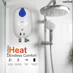 Activa ACTIVA 1 Ltr Instant 3 Kva Special Anti Rust Coated Tank Wall Mounted Geyser With Full Abs Body With 5 Year Warranty Premium - White