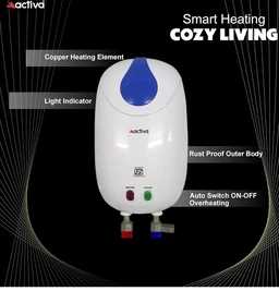Activa ACTIVA 1 Ltr Instant 3 Kva Special Anti Rust Coated Tank Wall Mounted Geyser With Full Abs Body With 5 Year Warranty Premium - White