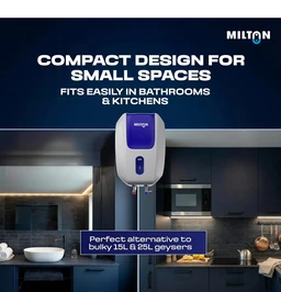 Milton 5 Litre Instant Water Geyser | Powerful 3000W Electric Geyser for Bathroom & Kitchen | Advanced Safety | Compact SS304 Tank | 2 Year Product Warranty & 5 Year Tank Warranty | Blue