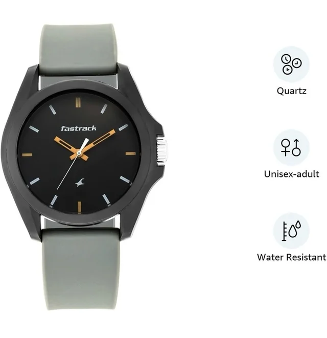 Fastrack Tees Analog Grey Dial Unisex-Adult Watch-68011PP08