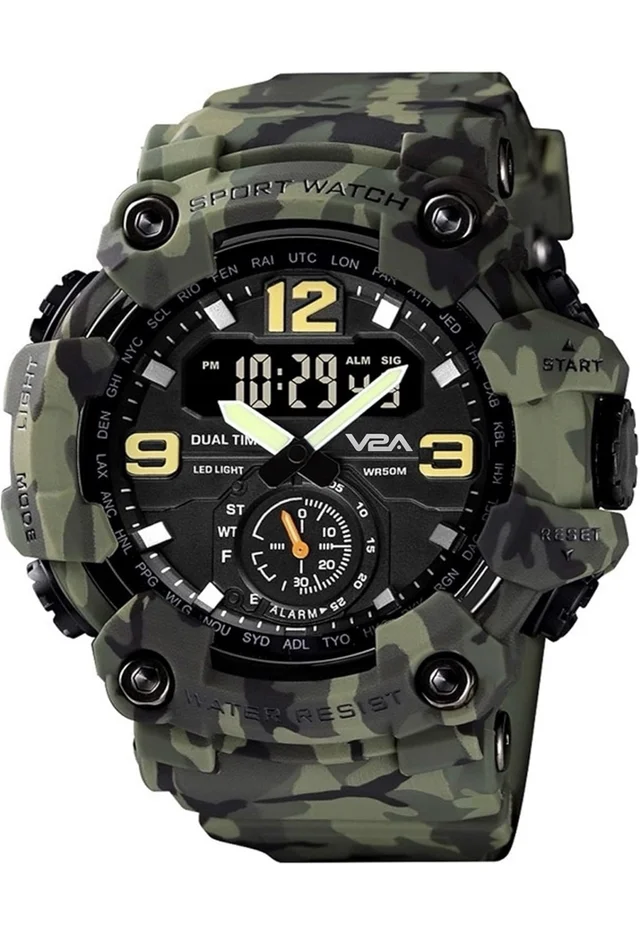 V2A Analogue - Digital Men's Watch (Green Dial Green Colored