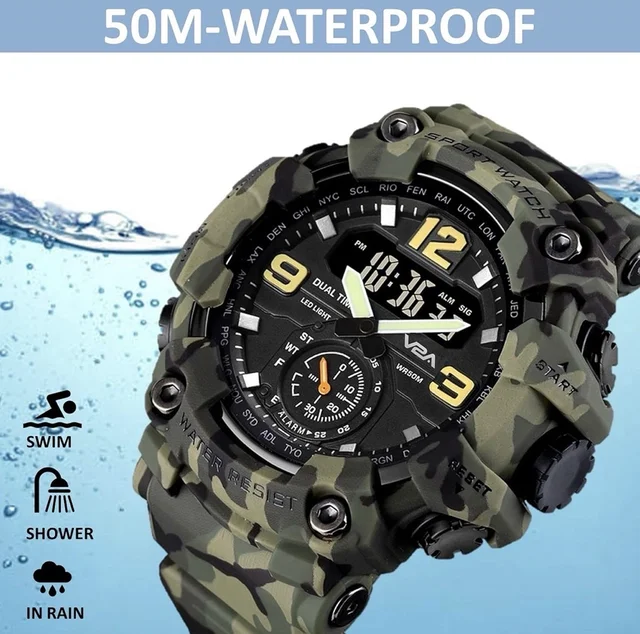 V2A Analogue - Digital Men's Watch (Green Dial Green Colored