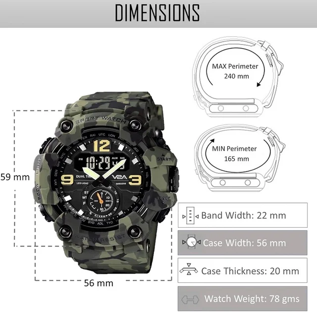 V2A Analogue - Digital Men's Watch (Green Dial Green Colored
