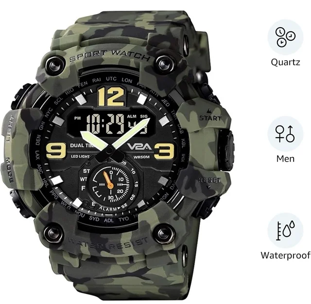 V2A Analogue - Digital Men's Watch (Green Dial Green Colored