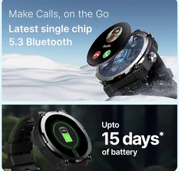 CrossBeats Everest 2.0 | Latest 2026 Smart Watch for man | 1.43" AMOLED Always ON Display Bluetooth Calling Rugged Outdoor Smartwatch | Upto 15 Days Battery Life 100+ Sports Mode Flash Light (Black) - Black