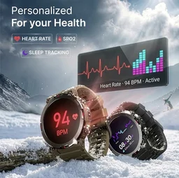 CrossBeats Everest 2.0 | Latest 2026 Smart Watch for man | 1.43" AMOLED Always ON Display Bluetooth Calling Rugged Outdoor Smartwatch | Upto 15 Days Battery Life 100+ Sports Mode Flash Light (Black) - Black