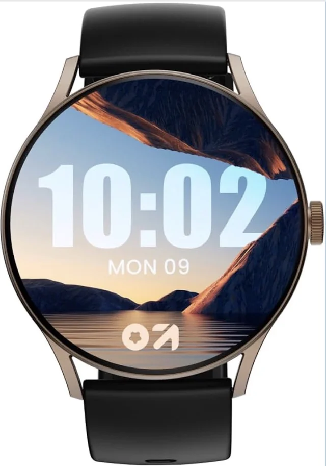 GOBOULT Rover Pro 1.43'' AMOLED Display, Free Straps, Bluetooth Calling, IP68, Zinc Alloy Frame, 1000 Nits Brightness, AI Voice Assistant, SpO2, 120+ Sports Mode Smartwatch (Pure Black) - Black