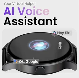 GOBOULT Rover Pro 1.43'' AMOLED Display, Free Straps, Bluetooth Calling, IP68, Zinc Alloy Frame, 1000 Nits Brightness, AI Voice Assistant, SpO2, 120+ Sports Mode Smartwatch (Pure Black) - Black