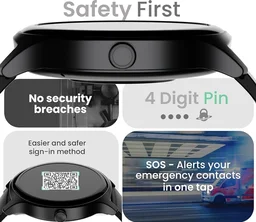 GOBOULT Rover Pro 1.43'' AMOLED Display, Free Straps, Bluetooth Calling, IP68, Zinc Alloy Frame, 1000 Nits Brightness, AI Voice Assistant, SpO2, 120+ Sports Mode Smartwatch (Pure Black) - Black