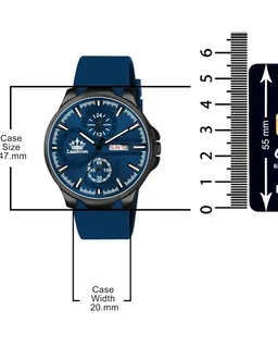 LIMESTONE Men’s Analog Quartz Watch with Day & Date Display, Leather/Silicone Strap – Casual & Formal Wrist Watch for Men - Cornflower Blue