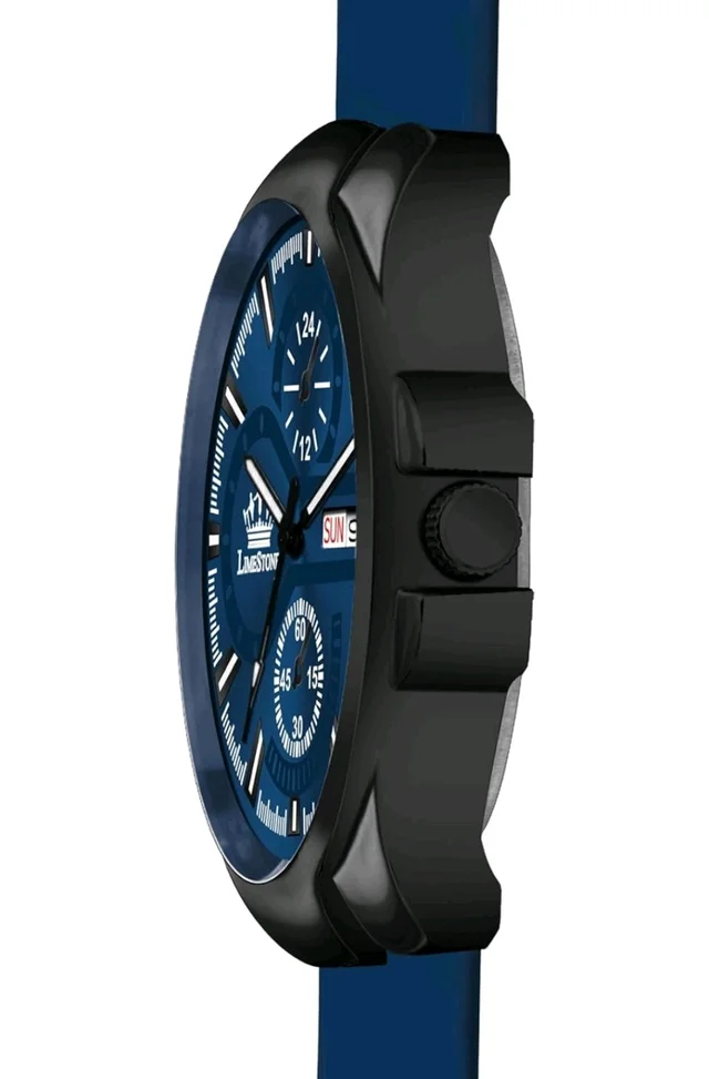 LIMESTONE Men’s Analog Quartz Watch with Day & Date Display, Leather/Silicone Strap – Casual & Formal Wrist Watch for Men - Cornflower Blue