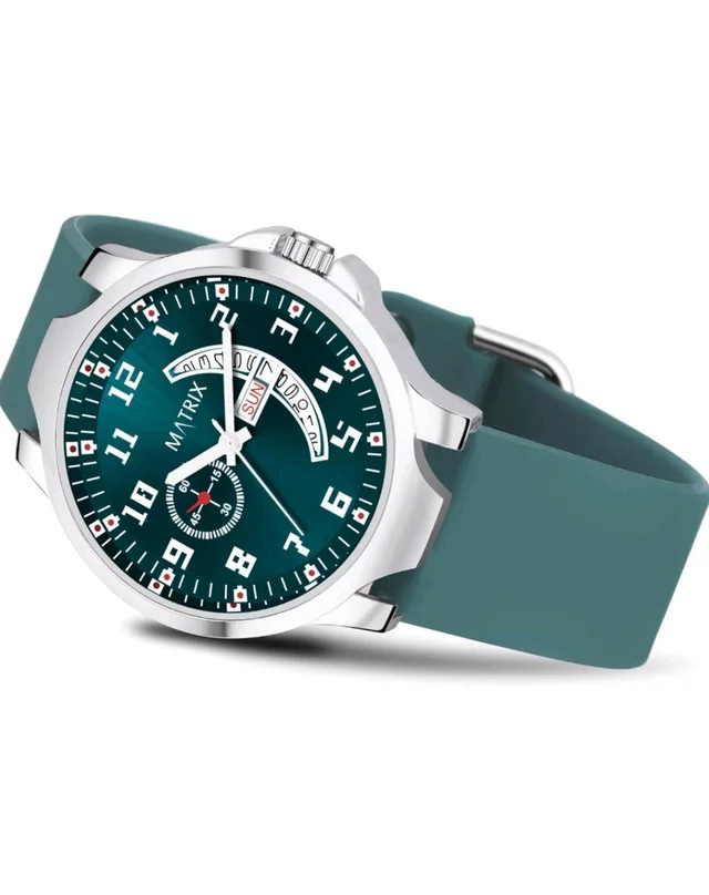 Matrix Classic 2.0 Day & Date Analog Watch with Softest Silicone Strap for Men & Boys (Teal)
