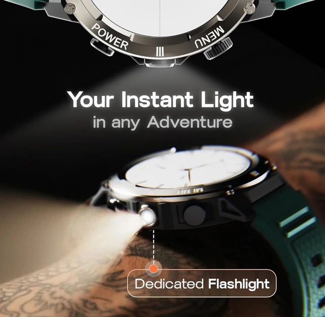 GOBOULT Newly Launched Tuff Hawk Smart Watch 1.39'' HD Display, BT Calling, Working Crown, 150+Watchfaces, 450 Nits Brightness, AI Voice Assistant, SpO2 Monitoring (Green) (Green) - Pine Green