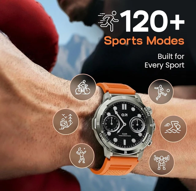 GOBOULT Newly Launched Tuff Hawk Smart Watch 1.39'' HD Display, BT Calling, Working Crown, 150+Watchfaces, 450 Nits Brightness, AI Voice Assistant, SpO2 Monitoring (Green) (Green) - Pine Green