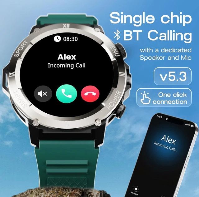 GOBOULT Newly Launched Tuff Hawk Smart Watch 1.39'' HD Display, BT Calling, Working Crown, 150+Watchfaces, 450 Nits Brightness, AI Voice Assistant, SpO2 Monitoring (Green) (Green) - Pine Green