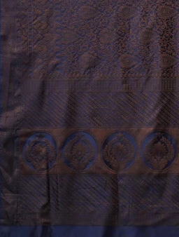 AKHILAM Women's Kanjivaram Pure Soft Silk Saree For Women Saree With Unstitched Blouse Piece |Soft banarasi saree for women|silk saree pure silk - Navy Blue