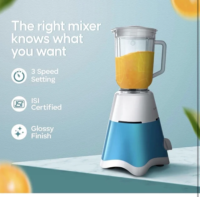Long way Longway Super Dlx Juicer Mixer Grinder | Up to 750W Max Output Powerful Motor | 4 Jars for Grinding, Mixing, Juicing | 2 Year Warranty | Blue & White