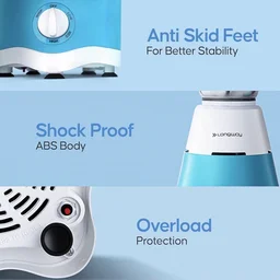 Long way Longway Super Dlx Juicer Mixer Grinder | Up to 750W Max Output Powerful Motor | 4 Jars for Grinding, Mixing, Juicing | 2 Year Warranty | Blue & White