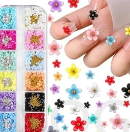 INOG 3D Flower Nail Art Kit Nail Decals Nail Charms with Golden Beads for Women Girls, 12 Color DIY Resin Flower Decals for Nails Salon Accessories with Grid Case
68%
off