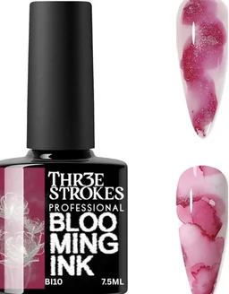 THR3E STROKES Professional Blooming Nail Ink for Marble Effect - Watercolor Blossom Polish for Nail Art | Magic Spread Fluid Pigment for UV Gel Nails | Smokey Gradient DIY Manicure (1 Bottle, 7.5ml) (BI10)