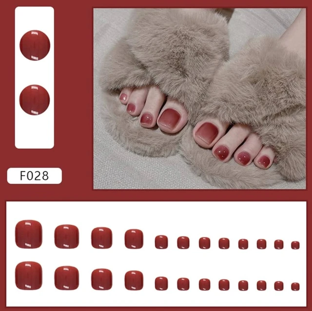 Buddy Jelly Trends Premium Designer Korean 24pcs Toe Stick-on Nails set, with Easy Glue Tab application, Nails are Reusable & Unbreakable (F028)