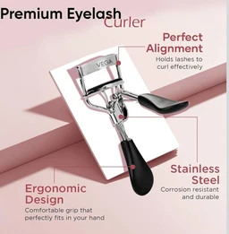 Vega Eyelash Curler for Women | Premium Stainless Steel Lash Curler | Non-Pinching Design, Comfortable Grip, Creates Natural & Long-Lasting Curls Instantly | Lifted Lashes Everyday | (EC-02)