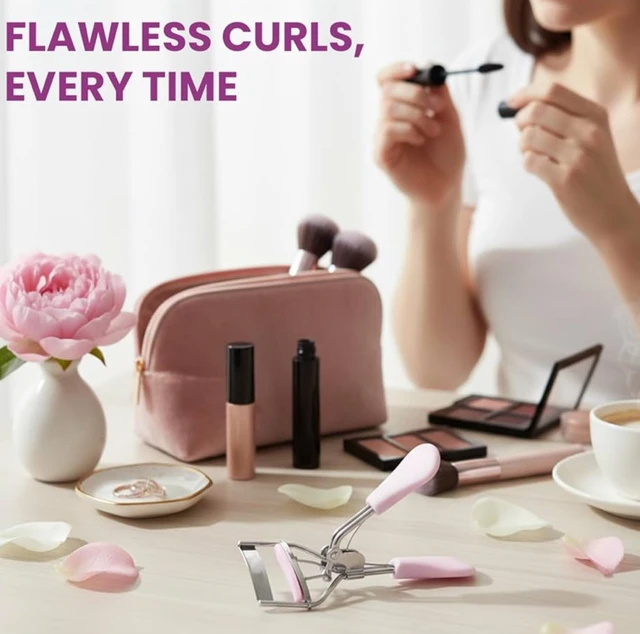 Midazzle Premium Eyelash Curler For Women - Suitable for all eye shapes | Offers Perfect Curls | Comfortable to Hold | Elegant Design | An Eye Makeup Tool Comes with silicon base - Pink (MIEL3102)