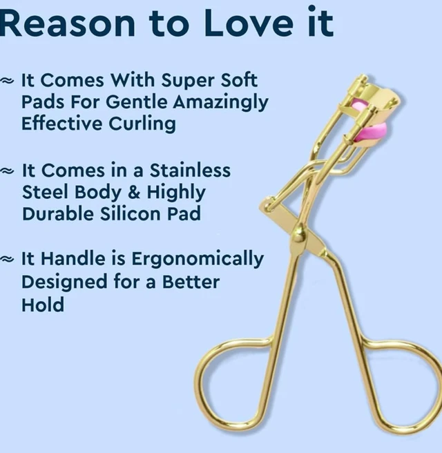 GUBB Eyelash Curler For Women | Creates Eye-Opening & Lifted Lashes | Long-lasting Lash Curls for All Eye Shapes | Get Perfect Curl in 5 Seconds - Gold