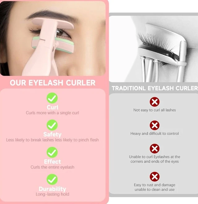 MAYCREATE® 3Pcs Eyelash Curler Set, Quick Eyelashes Curlers for Hard Lashes, Mini Eye Lash Curler Corner Lashes Clamp, Long Lasting, Works on Small Inner and Outer Eyelashes, Lifts & Defines