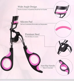 GLUN® Professional Eyelash Curler, Rubber Gripped Stainless Steel Wide Angle Lash Curler, Beauty Makeup Tool Universal Eye Shapes, Painless Fits Get Gorgeous Eyelashes in Seconds