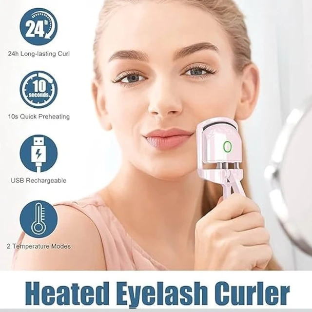 Eyelash Curler, Electric Heated Eyelash Curlers, USB Rechargeable Heated Lash Curler With 2 Heating Modes, Eye Lash Curler For Women, Handheld Eyelash Heated Curler For Natural Lashes