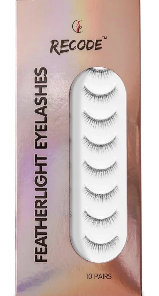 Recode RE07 Featherlight Faux Mink Eyelashes-Transparent Band,10 Pairs