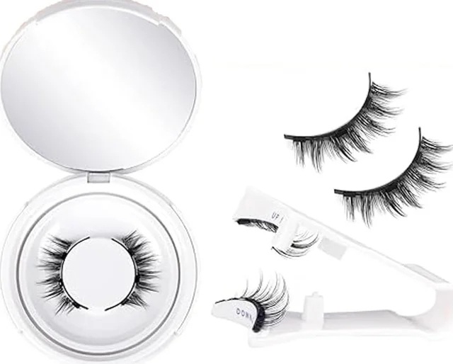 Magnetic Eyelashes Kit, Reusable Magnetic Lashes with Applicator, Natural Wispy Cluster Lashes, No Glue Clear Band False Eyelashes for Women Daily Makeup
