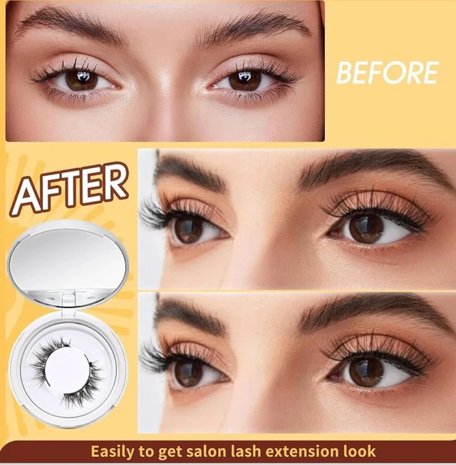 Magnetic Eyelashes Kit, Reusable Magnetic Lashes with Applicator, Natural Wispy Cluster Lashes, No Glue Clear Band False Eyelashes for Women Daily Makeup