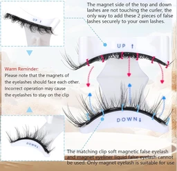 Magnetic Eyelashes Kit, Reusable Magnetic Lashes with Applicator, Natural Wispy Cluster Lashes, No Glue Clear Band False Eyelashes for Women Daily Makeup