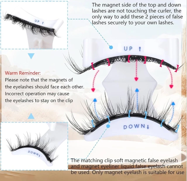 Magnetic Eyelashes Kit, Reusable Magnetic Lashes with Applicator, Natural Wispy Cluster Lashes, No Glue Clear Band False Eyelashes for Women Daily Makeup