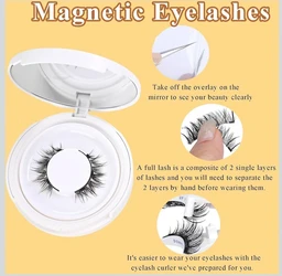 Magnetic Eyelashes Kit, Reusable Magnetic Lashes with Applicator, Natural Wispy Cluster Lashes, No Glue Clear Band False Eyelashes for Women Daily Makeup