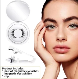 Magnetic Eyelashes Kit, Reusable Magnetic Lashes with Applicator, Natural Wispy Cluster Lashes, No Glue Clear Band False Eyelashes for Women Daily Makeup