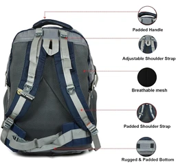 Half Moon Extra Large Size 55L Waterproof Rucksack Bags/Trekking Back packs for Man Woman | Luggage Bag for Travelling with Laptop Compartment | For Hiking, Travel Tracking Backpack for Men & Women