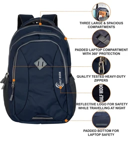 Half Moon 35L Laptop Bags for Men Office Use with Rain Cover | 17 inch Laptop Bag | Business Backpack Bags for Women | Reflective Night Safety School Bag for Boys & Girls