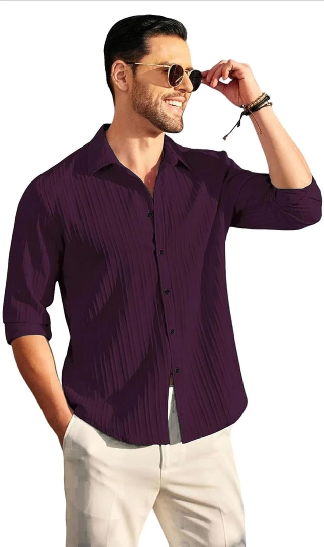 DEELMO Men's Casual Button Down Shirts Long Sleeve Linen Shirt Fashion Textured Beach Summer Shirt
- 3XL, wine